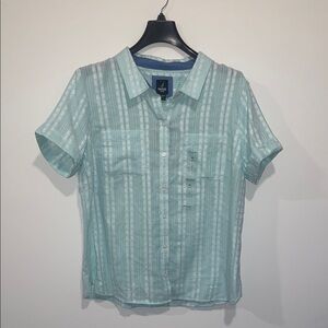 Nautica Jeans Light Teal Floral Pattern Shirt